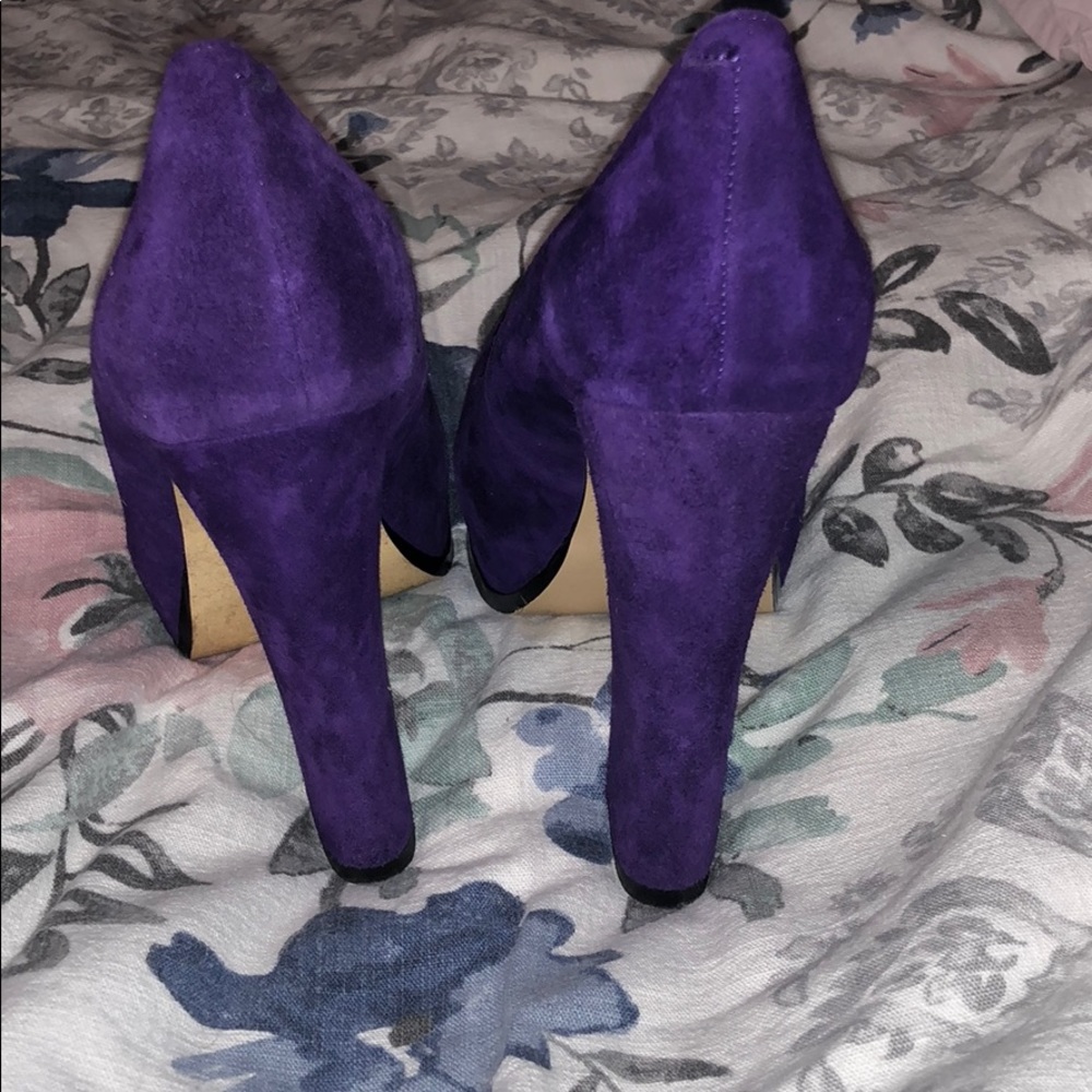 Purple velvet suede block heels - Picture 4 of 5